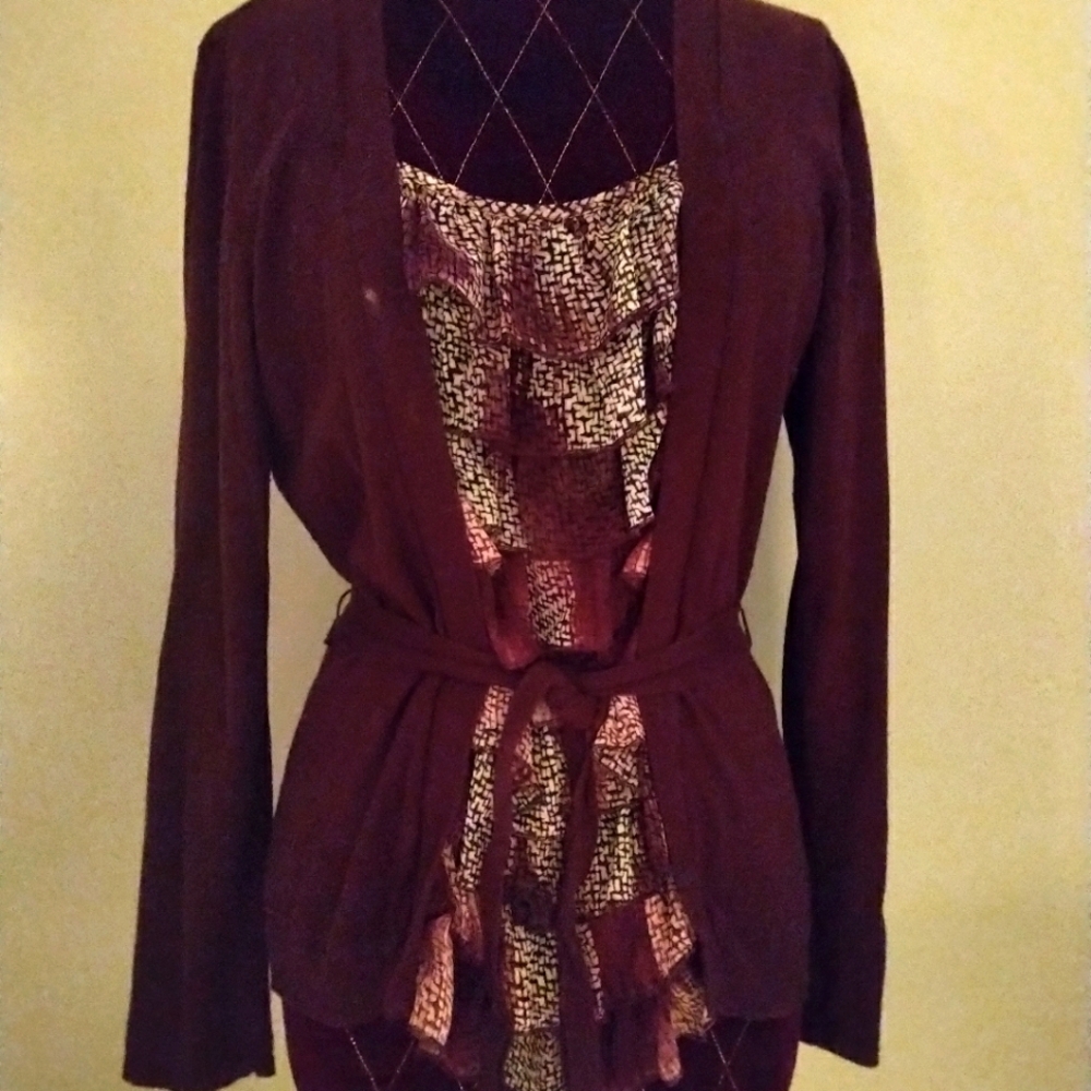 Ladies Fred David Burgundy Sweater/Blouse